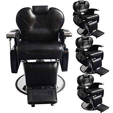 Four All Purpose Hydraulic Recline Barber Chairs Salon Beauty Spa Shampoo 8702 Black