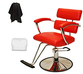 LCL Beauty Red Plus Line Heavy Duty Extra Large Deluxe Steel Reinforced Hydraulic Lift Styling Chair