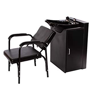 Beauty Salon Backwash Bowl Salon Sink with Floor Cabinet and Reclining Shampoo Chair TLC-B13FC-216