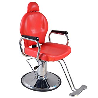 BarberPub Reclining Hydraulic Barber Chair Salon Beauty Spa Styling Chair Red 9838