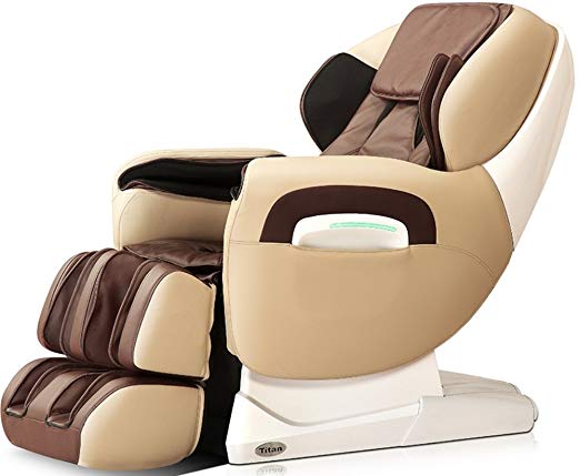 Titan TPPRO8400D Model TP-Pro 8400 Massage Chair in Cream, L-Track Massage Function, Zero Gravity Massage, Auto Recline, Foot Roller Massage, Heating Function on Back, Leg Adjustments