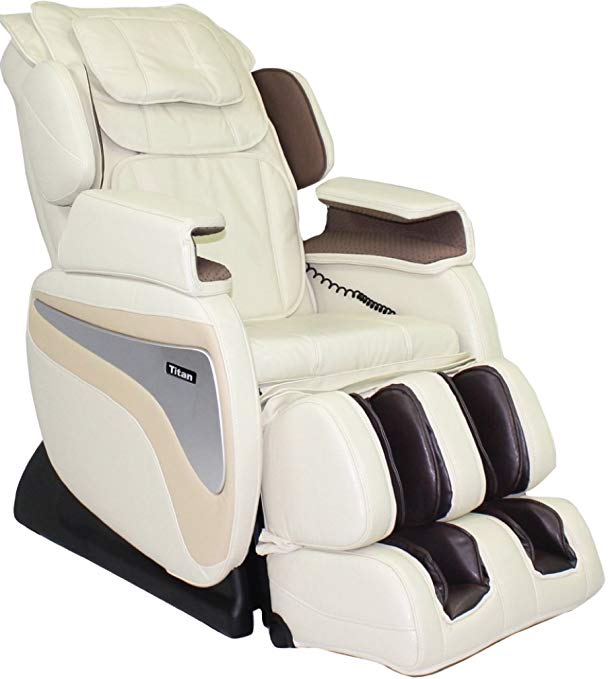 Titan TI8700D Model TI-8700 Massage Chair in Cream, 2 Stage Zero Gravity Massage, Foot Roller Massage, Lower Lumbar Heat, 6 Different Massage Types, 5 Preset Programs