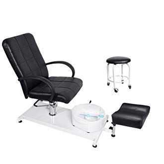 BEAMNOVA Pedicure Chair Spa Adjustable Hydraulic Portable Equipment Black with Water Pump